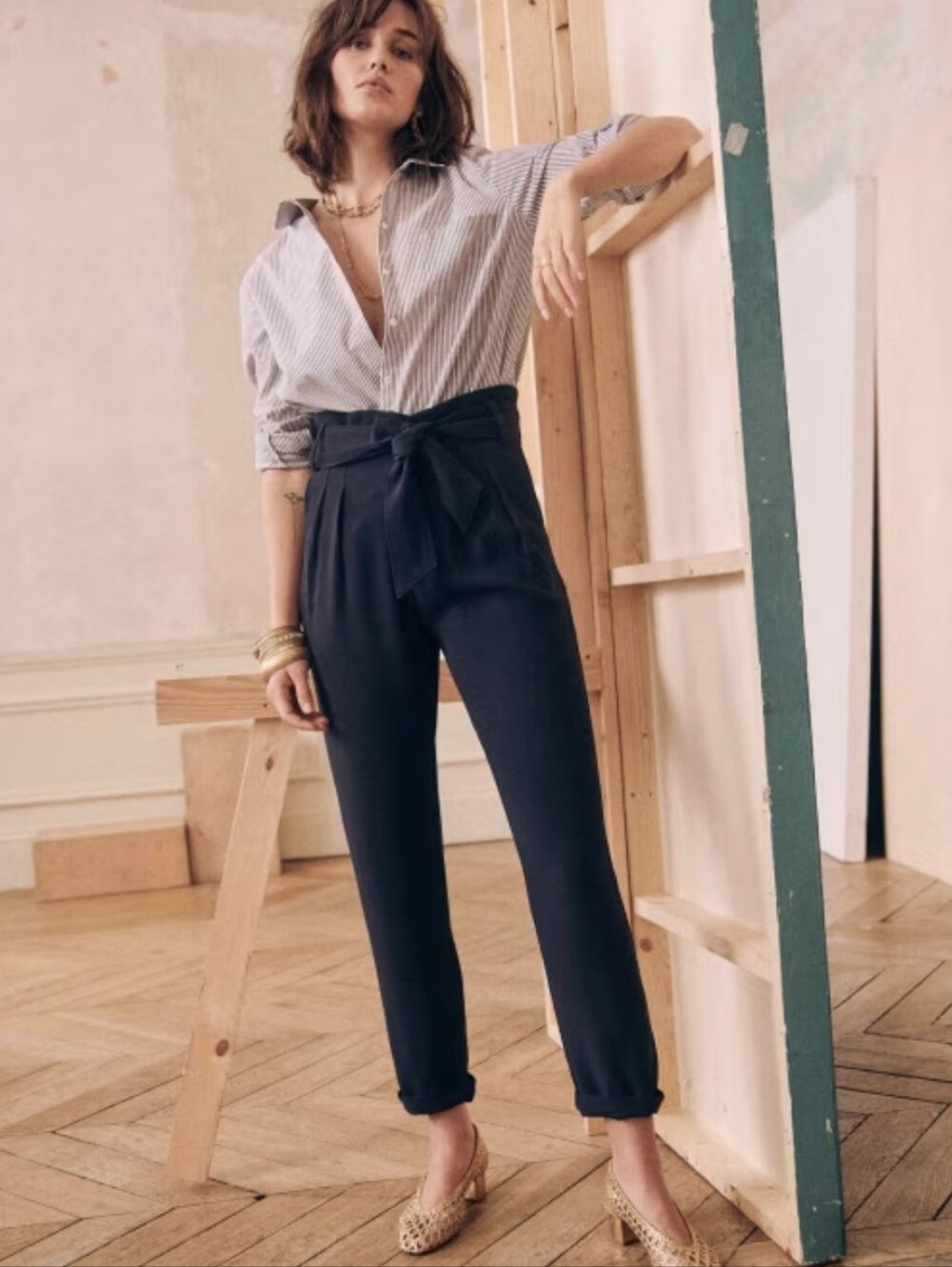 Sezane Austin Trouser Navy 36 NWOT